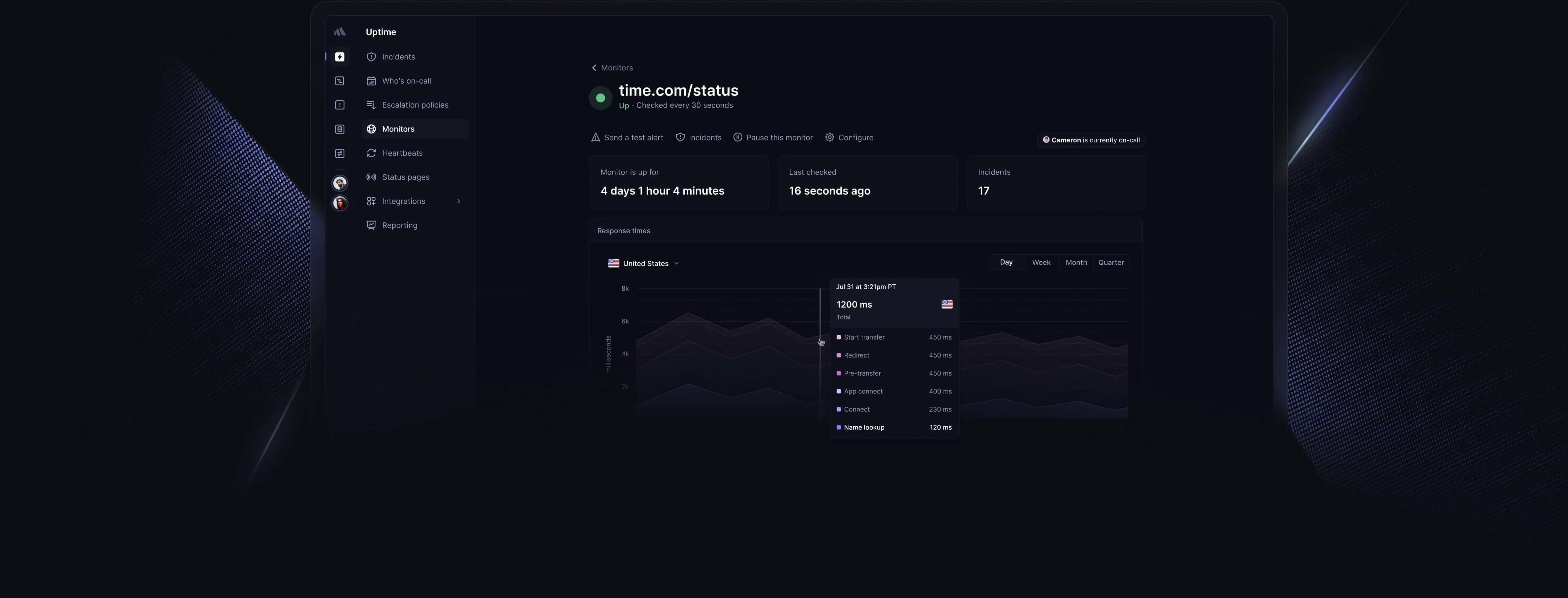 Better Stack uptime monitoring dashboard screenshot