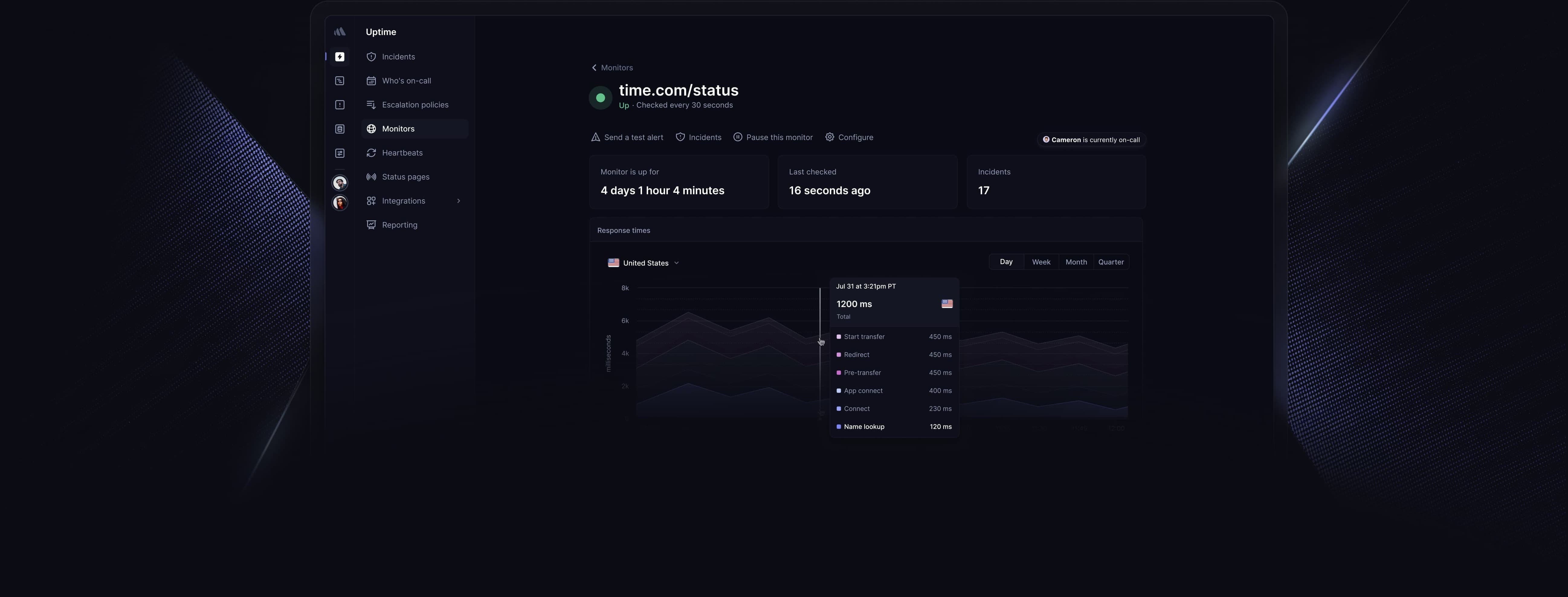 Better Stack uptime monitoring dashboard screenshot
